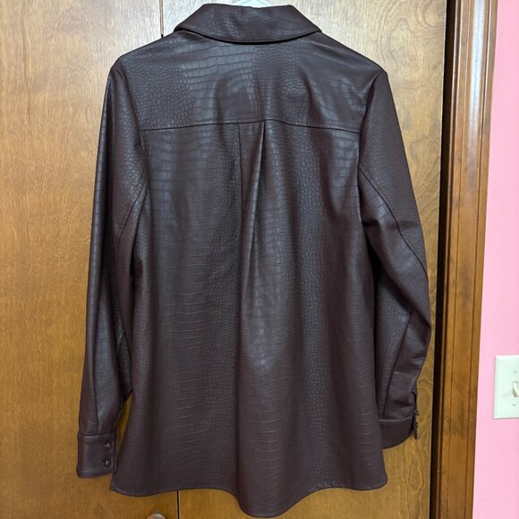 Dennis Basso Textured Alligator Faux Leather Button Shirt - Size: XS - NWT - Picture 5 of 16
